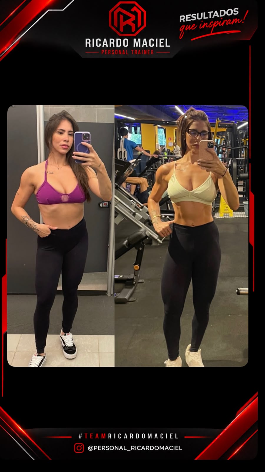 Antes e depois de aluna