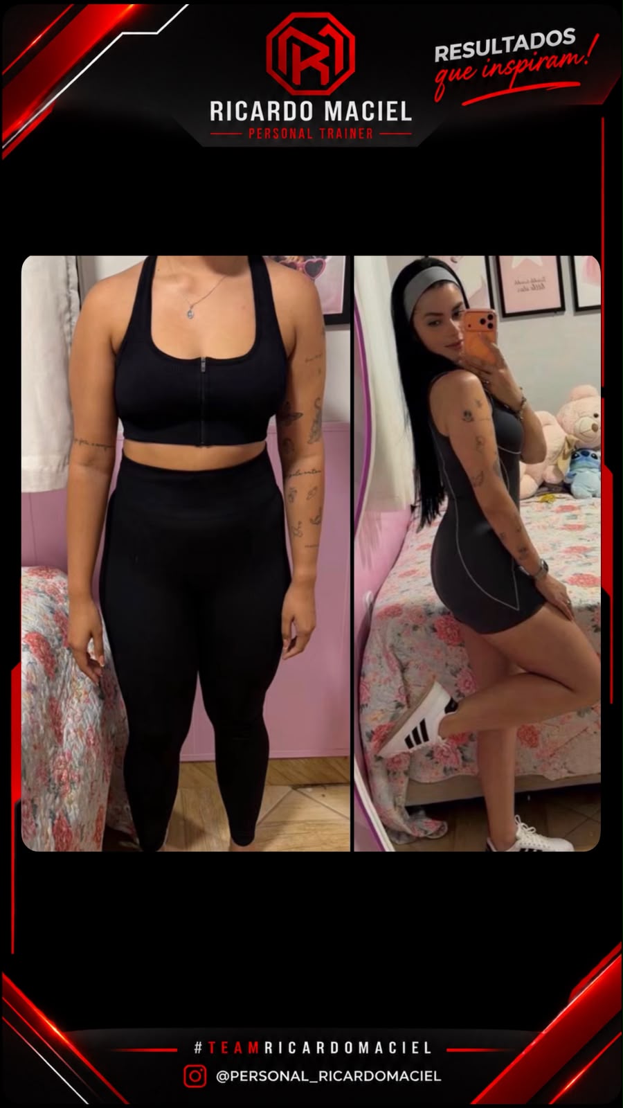 Antes e depois da aluna que enviou o feedback no WhatsApp